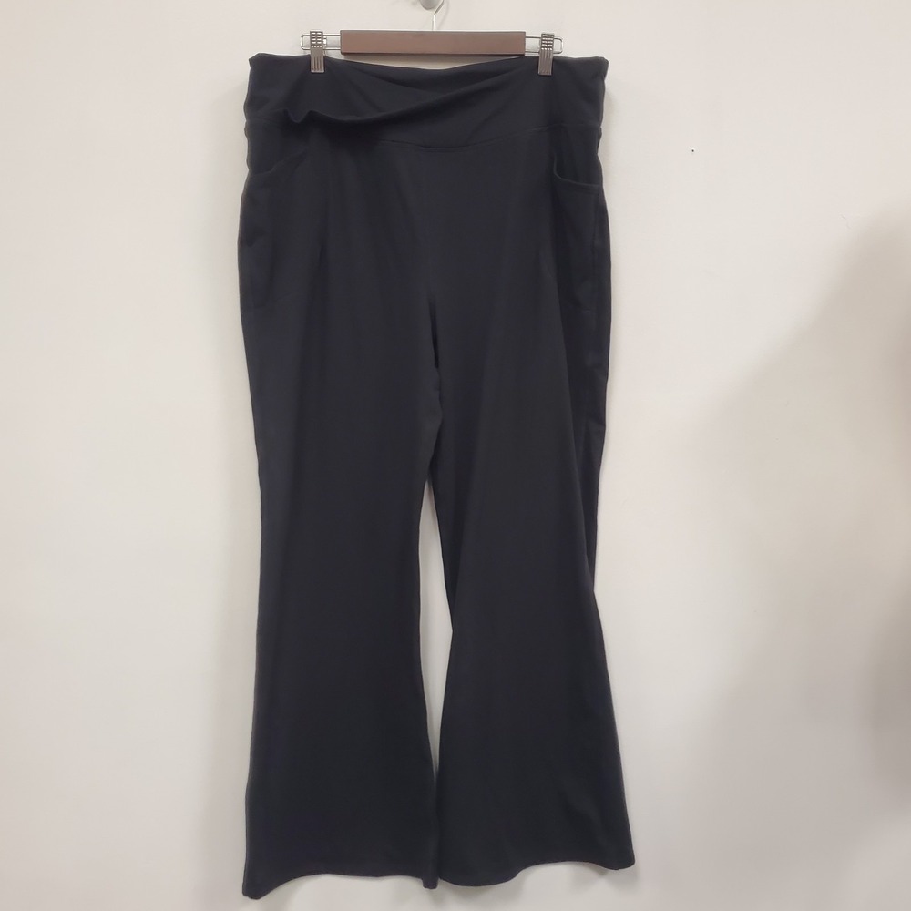 Members Mark Womens Brushed Crossover Flare Pants Size XXL Black Soft Stretch